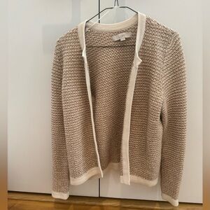 Loft Sweater Jacket size M neutral and white